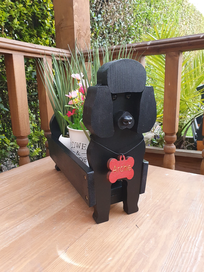Black Poodle Pet Planter, Dog Birthday Gift