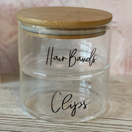 Stackable Glass & Bamboo Eco Space Saving Storage Jars