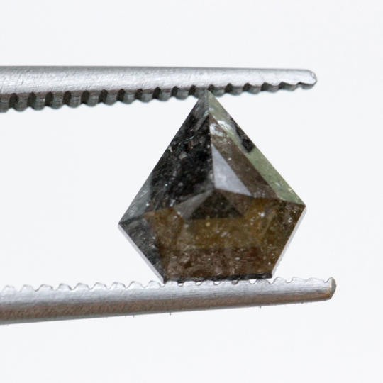 6.7x6.2mm Clear Black/Grey Fancy Shield Shape Salt & Pepper Rose Cut Diamond Flat Back Diamond, Loose For Ring - Pdd187