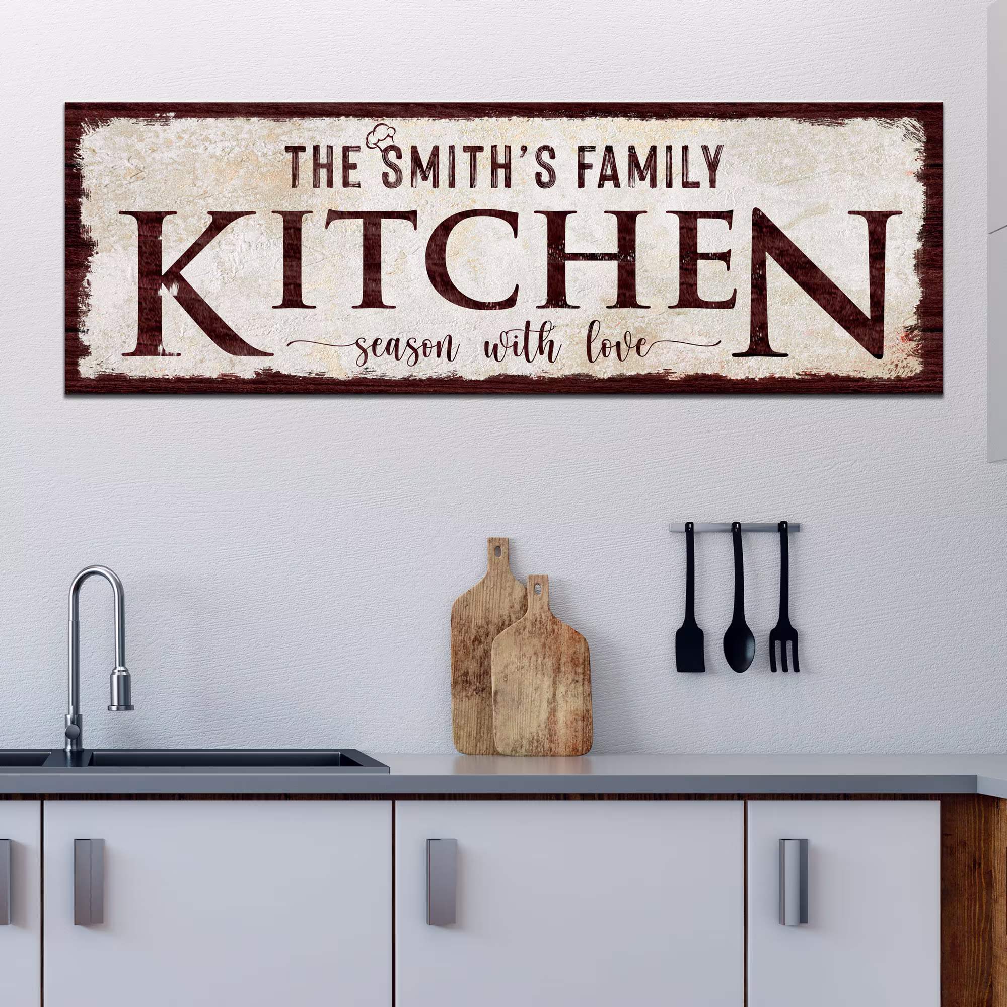 Kitchen Signs Personalized Farmhouse Wall Decor Rustic Art Sign Season With Love