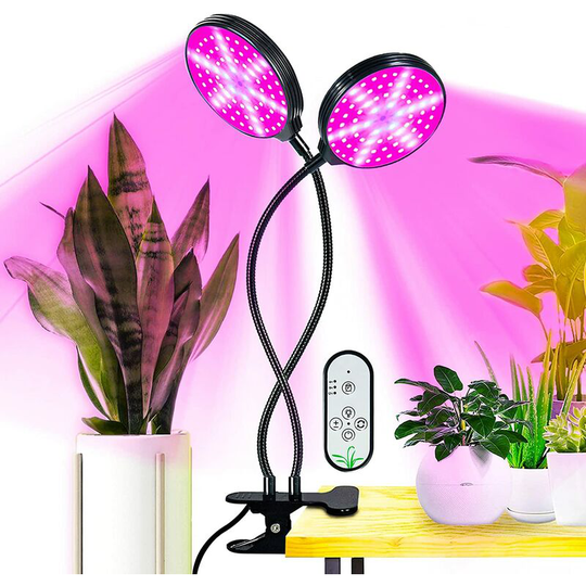 Muff - Indoor Grow Light, usb Grow Light 30W Full Spectrum, Automatic Timer for Greenhouse, Gardening, Succulents (2 heads)