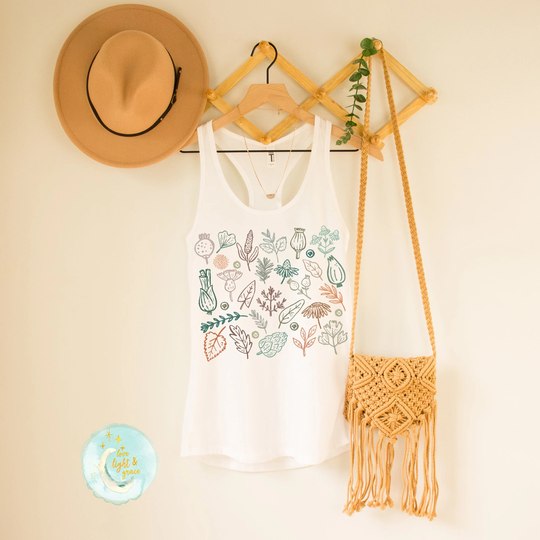 Boho Herbs Workout Tank Top Gardening Outdoors Shirt Pastel Botanical T-Shirt Cute Gym Cottagecore Summer Tanks Yoga Shirts For Her
