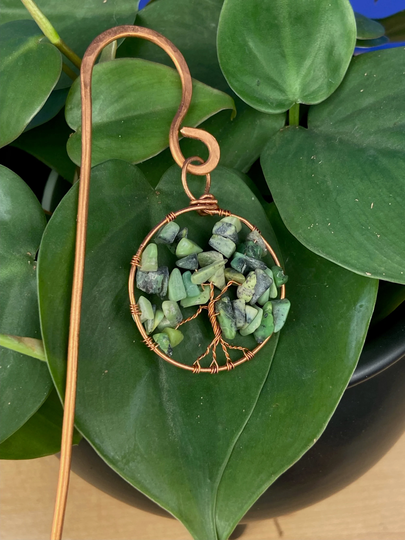 Crystal Tree Of Life Plant Stake To Detoxify Plants, Green Chrysoprase Houseplant Decoration, & Gifts, Home Decor