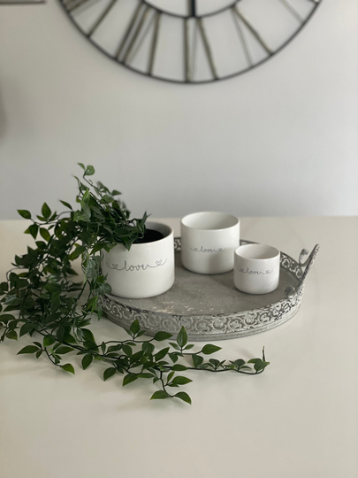 Love Ceramic Pots in Set Of 3