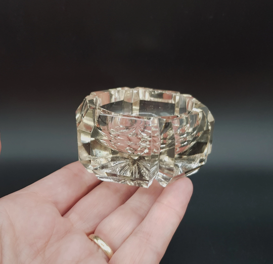 Open Table Salt Large Hexagonal Faceted Glass Vintage Tableware