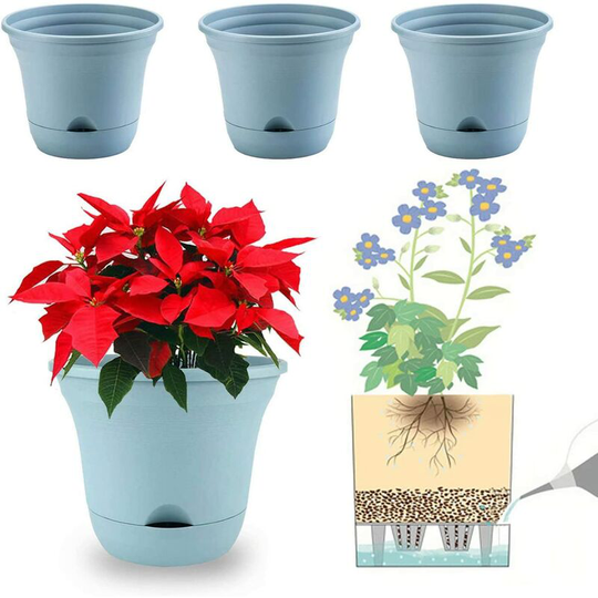 Flower Pots 20CM Self-Watering Flower Pot, Long-Term Plant Pot for Water Storage, Deep Reservoir, Planter Pot for Indoor Plants Home Decoration