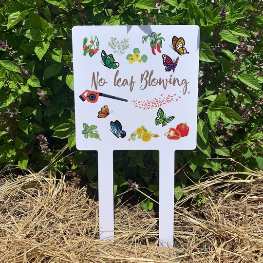 No Leaf Blowing, Aluminum Square Yard Stake 15.5x7.5 In. | Two Legs/Garden Labels Sign Vegetable Plant Marker