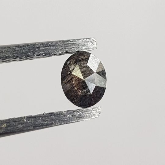 4.4mm/0.22Ctw Clear Black Oval Shaped Salt & Pepper Rose Cut Natural Diamond Loose, Faceted Loose For Ring, Dds734/37