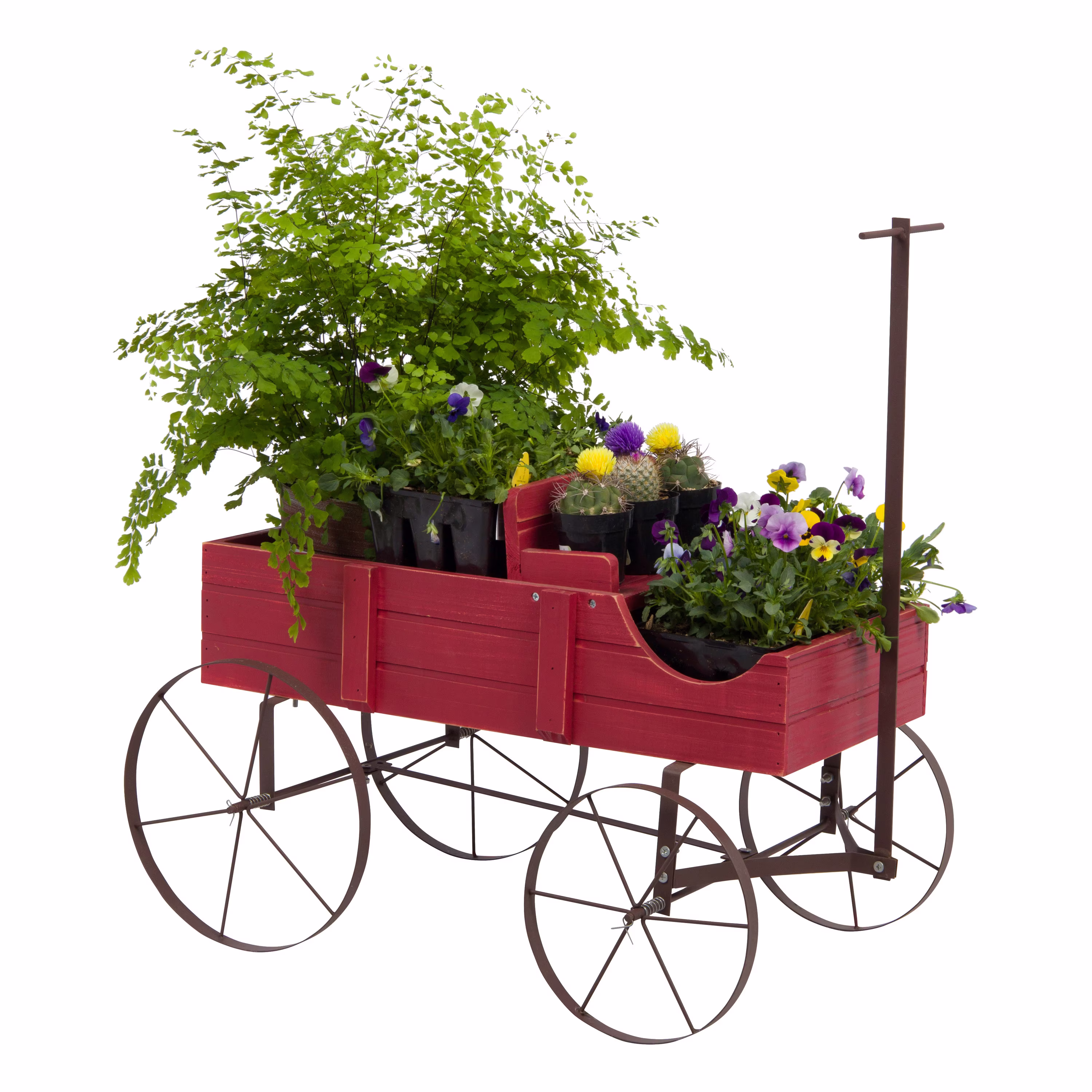 Decorative Buckboard Wagon Planter, Cedar Wood, Classic Wooden Wagon, Amish Garden Outdoor Patio Accessory, #4941