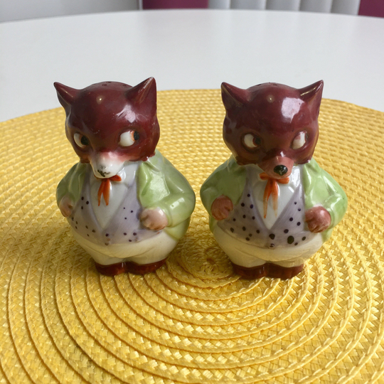 Vintage Bashful Billy Fox Salt & Pepper Shakers Rare Retro Anthropomorphic Kitsch 1950S 1960S 1970S