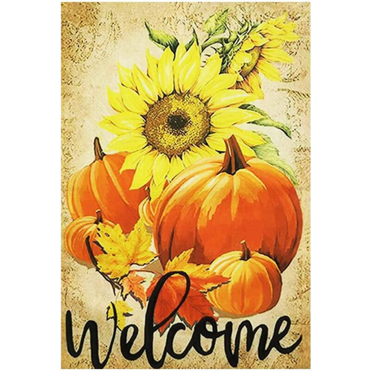 Bearsu - Welcome Fall Garden Flag Vertical Double Pumpkin Sunflowers Maple Leaf Leaves for Seasonal Autumn Harvest Thanksgiving Rustic Yard Outdoor