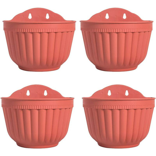 Readcly - 4 Vertical Wall Hanging Flower Pots for Garden, Living Room, Window, Indoor or Outdoor, for Kitchen, Herbs, Balcony, Railing, Shelf, Fence,