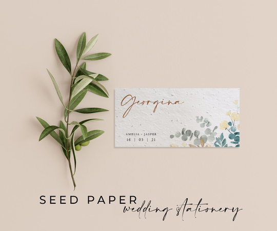 Plantable Seed Paper Eco-Friendly Sustainable Biodegradable Wedding Party Placecard Place Name - Saddleworth