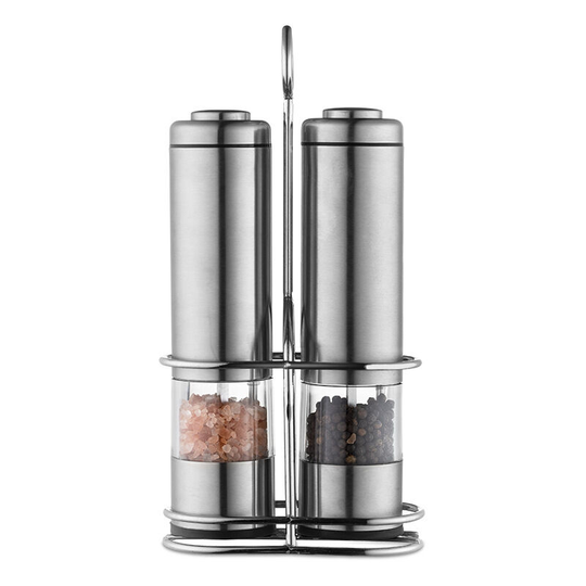 Electric Pepper Mill - Battery Operated Salt and Pepper Mill Set - Kitchen Stainless Steel Salt & Pepper Mills (2) - Large Salt & Pepper Shakers with