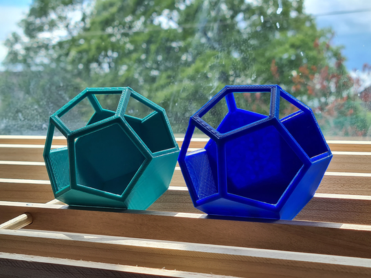 Geometric 3D Printed Planter - Cactus Succulents Multiple Colours Dodecahedron