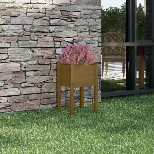 Asupermall - Garden Planter Honey Brown 40x40x70 cm Solid Pinewood
