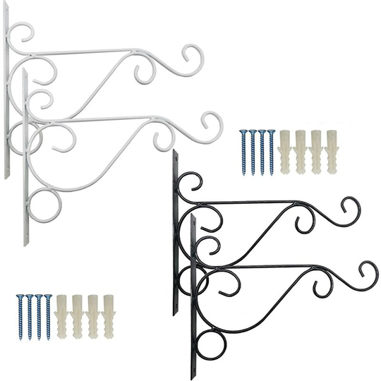 Echoo - 4PCS Metal Plant Bracket Iron Wall Mount Lanterns Hangers for Hanging Bird Feeders, Lanterns, Wind Chimes, Planters, Outdoor Decoration Hooks