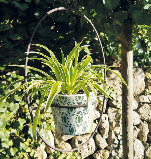 Hanging Plant Pot Holder - Metal Hanger Planter Oval Ring Hoop Circle Rustic Gift
