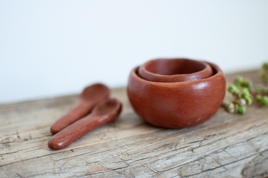 Sale - 50% Off- Tiny Spice Nesting Bowls Set With Spoons Salt Bowls Jar