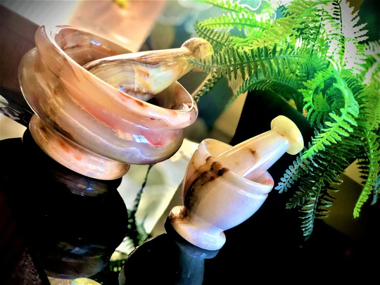 Onyx Mortar & Pestle, Sardonyx Molcajete, Spice Herb Paste Crusher Handmade, Stone, Serenity Gifts
