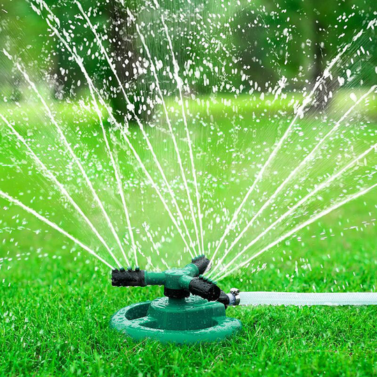 Osqi - Garden Sprinkler, Automatic Lawn Sprinkler 360 Degree Rotating 3 Arms Adjustable Water Sprinkler System Large Coverage for Garden Plants Lawn