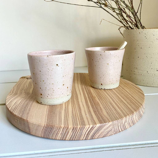 Handmade Stoneware Pink Speckled Beaker