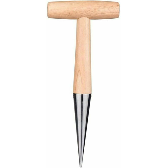 Naxunnn - 11 Inch Handheld Dibber Stainless Steel Garden Dibber Perforator Wooden Handle Seeder Bulb Planter Planter For Planting Seeds And Bulbs