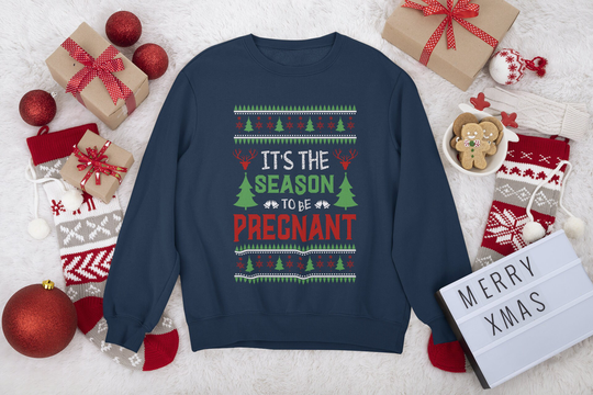 Its The Season To Be Pregnant Sweatshirt | Pregnancy Announcement Sweater Family Christmas Party Design Gift