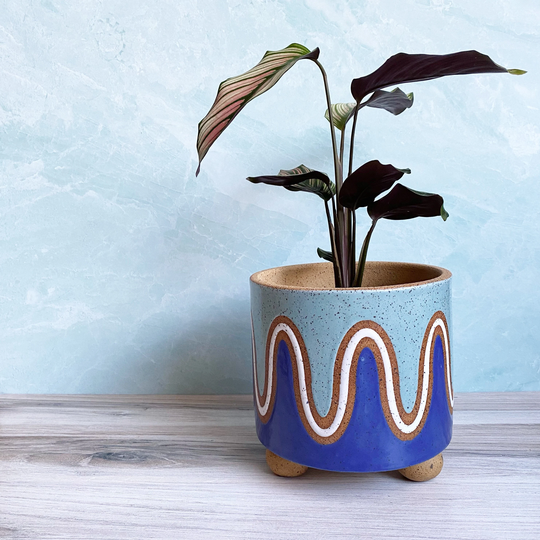 Modern Blue & Teal Squiggle Planter