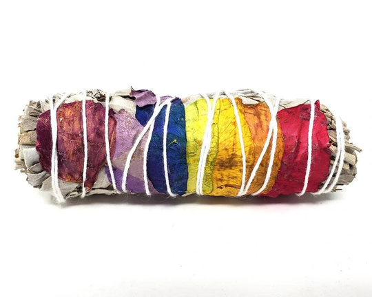 Powerful Chakra White Sage & Rose Petal Healing Cleansing Smudge Bundle, Witchcraft, Witchy, Witch, Pagan, Witchcraft Ritual, Wicca