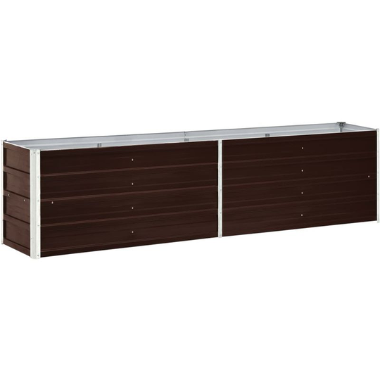 Hommoo - Garden Planter Galvanised Steel 240x40x45 cm Brown
