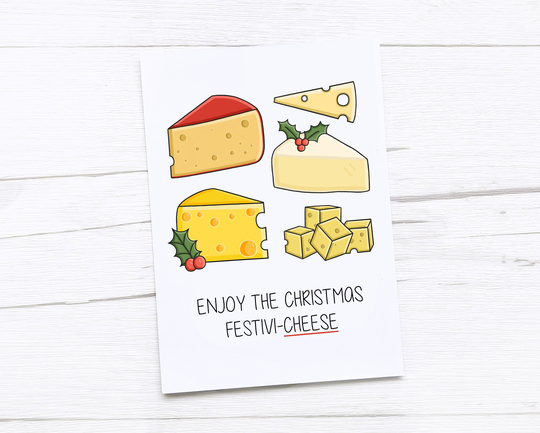 Happy Christmas Card | Merry Festivi-Cheese Cheese