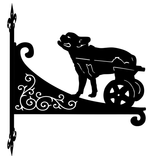 French Bulldog Disabled Ornamental Scroll Hanging Bracket