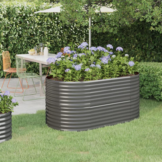 Asupermall - Garden Planter Powder-coated Steel 152x80x68 cm Grey