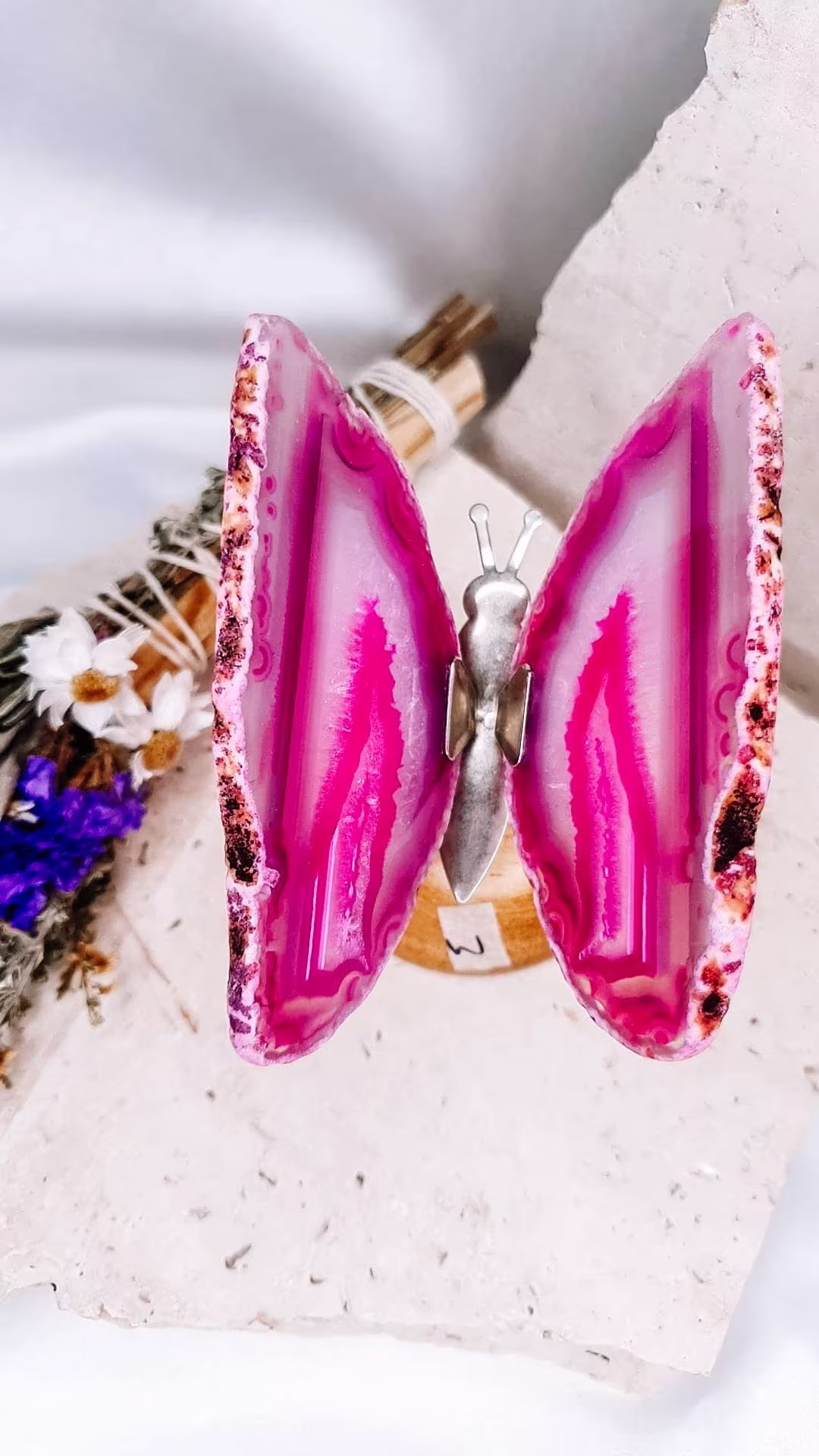 Agate Protection Crystal Butterfly | Flower Cleansing Wand Bundle