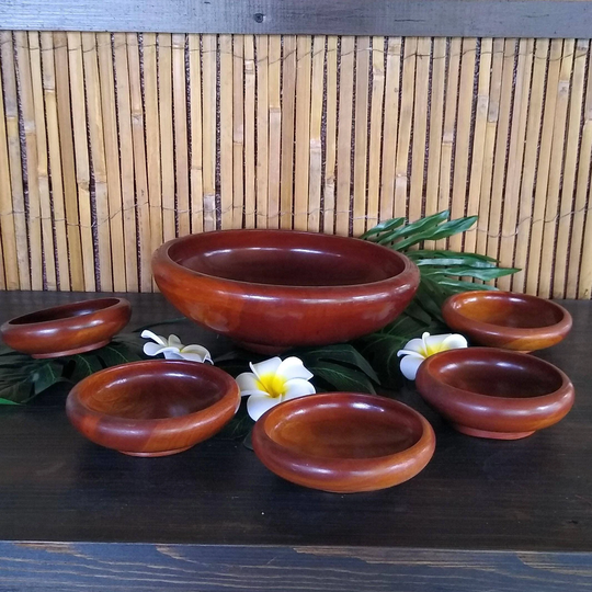 Vintage Teak Bowl Set - Salad Bowls Tiki Wooden