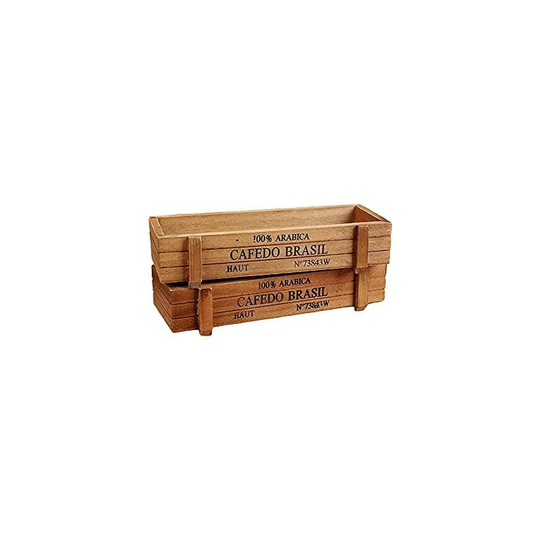 Litzee - Rectangular Wooden Window Box, Wood Garden Flower Planter Succulent Pot Rectangle Trough Box Plant Bed 22.5 x 8.4 x 4.5cm (2 Pcs)