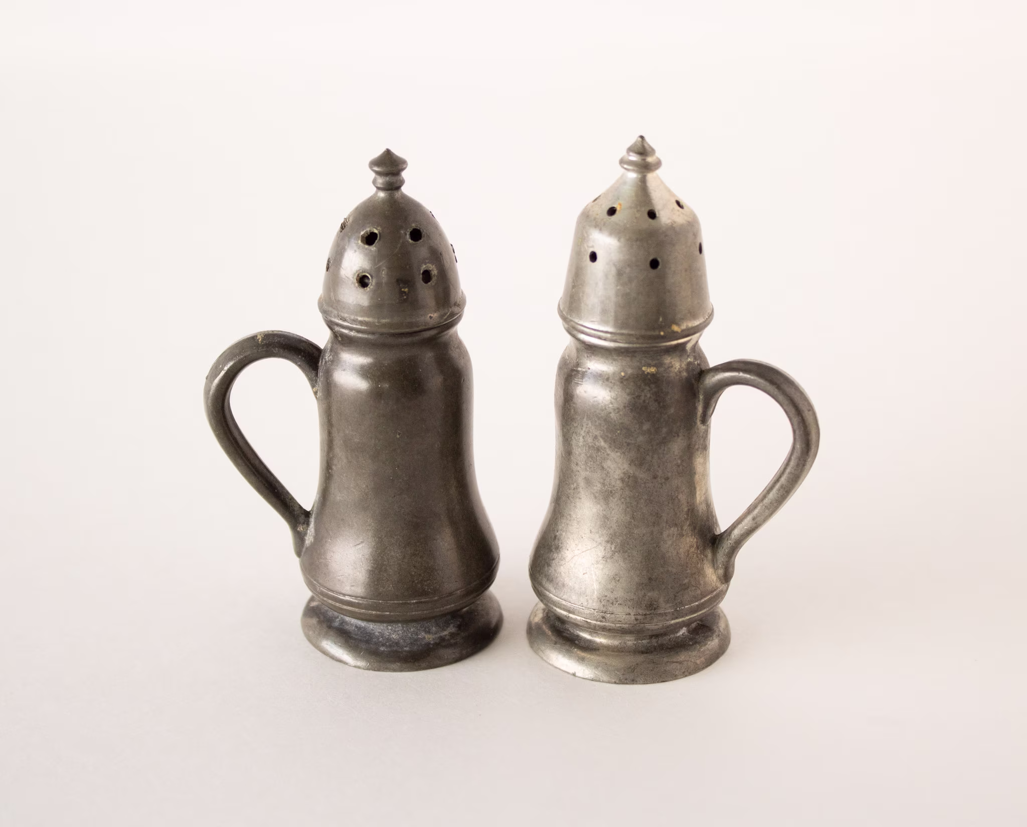 Salt & Pepper Shakers Pewter Vintage 1950S