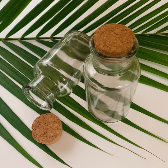 Glass Spice Bottles With Cork, Two | 2 Piece Set, 8 Oz