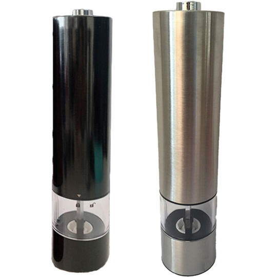 Electric Salt and Pepper Grinder Set, Automatic One Handed Operation,Ceramic Grinder, 2 Pack 1pcs metal + 1pcs matte black