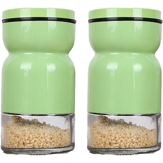 Stainless Steel Glass Seasoning Bottle Seasoning Jar Home Kitchen Cooking Bottle Pepper green