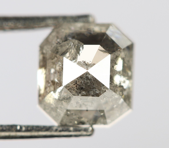0.93 Ct, 5.5 X 5.0 3.4 Mm, Emerald Shape Salt & Pepper Natural Loose Beautiful Diamond, Use For Wedding Jewelry, Crystal R1547