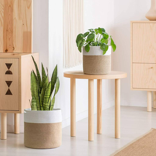 Pack Of Two Jute Rope Plant Basket Indoor Planters