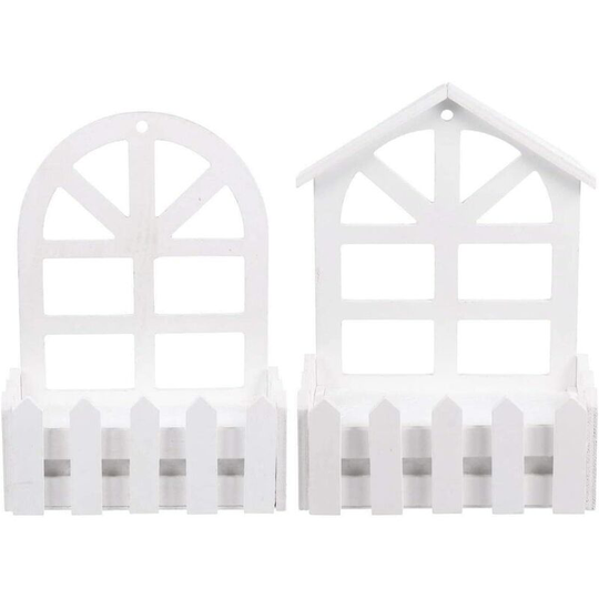 Set of 2 White Wall Planters for Wooden Hanging Planters, Wall Mounted Plant Stand, Ladder for Indoor Outdoor Vertical Garden Living Room Decor