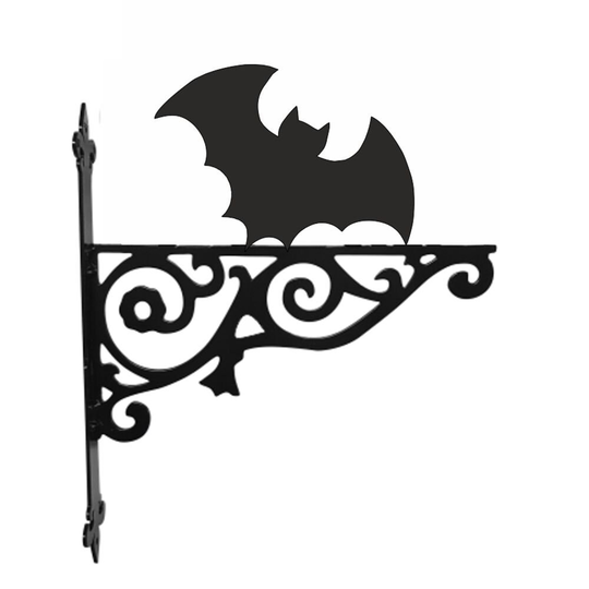 Bat Ornamental Hanging Bracket - Contemporary Basket Wall Mounted Decorative Garden Black