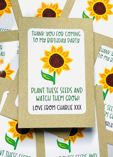 Personalised Birthday Seed Packet, Favours, Party Favour, Sunflower Seeds, Seeds Included, Thank You, Plastic Free