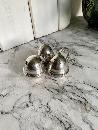 Vintage Epns Mustard, Salt & Pepper Set | & Pots Condiments Retro Set