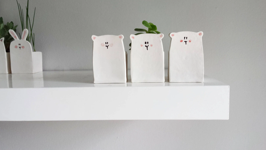 Small Polar Bear Planter. Perfect Vase For Cactus, Succulent. Candlestick