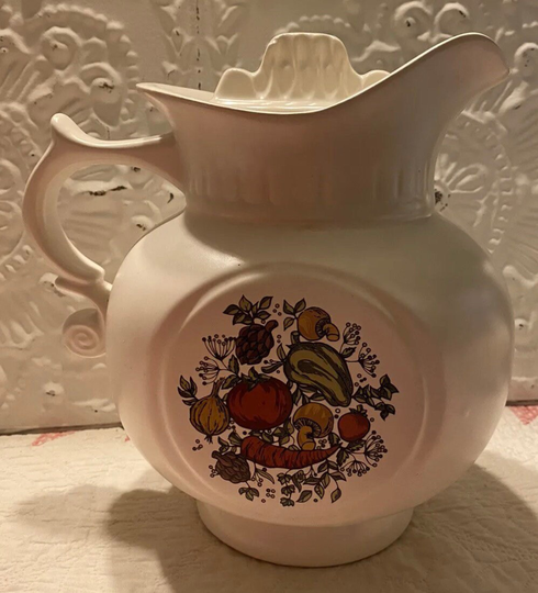 Vintage Mccoy #202 Spice Delight Pattern Pitcher Shaped Cookie Jar Cover 9