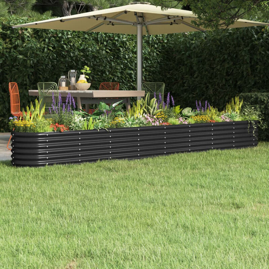 Asupermall - Garden Planter Powder-coated Steel 332x40x36 cm Anthracite
